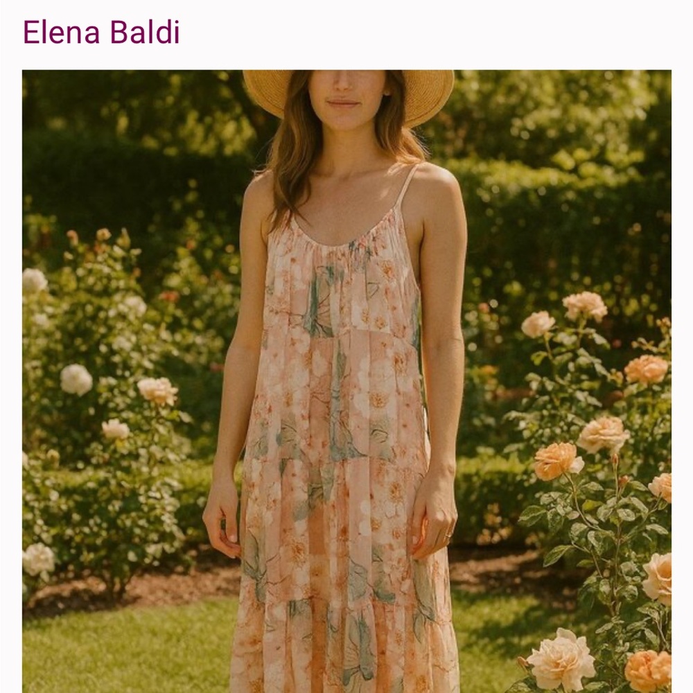 Peach Floral Tiered Maxi Dress